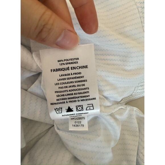 Footjoy FJ ProDry Golf Polo Shirt Mens XL White Blue Wave ZigZag Pattern Print - Picture 8 of 8